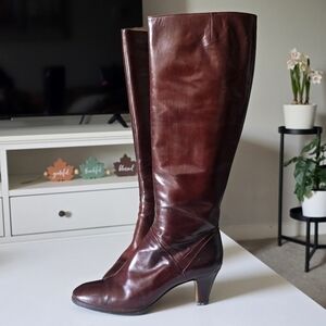 Vintage Guazzo Carla Elegant Brown Leather Knee-High Boots